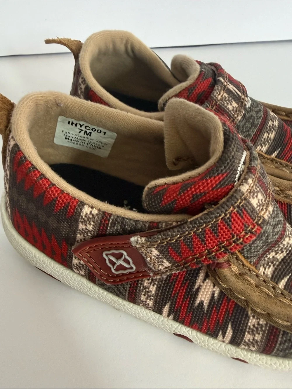 Hooey by Twisted Driving Moc Red & Brown Patterned Moccasin